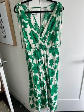 Mango Green and White Floral Maxi Dress
